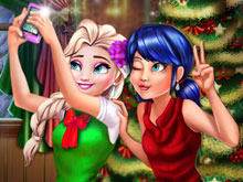 Ladybug and Elsa Xmas Selfie